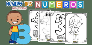 Número 3 para Colorear【Cuadernillo Gratis PDF】